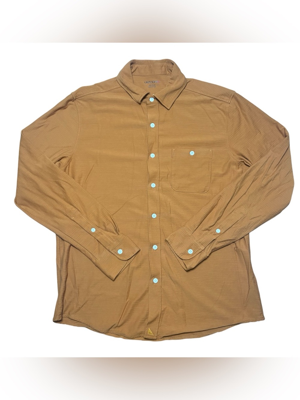 Untuckit Men Long Sleeve Button Down Pocket Collared Brown Ora Shirt Medium